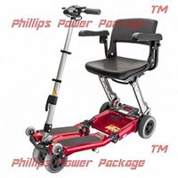 Free Rider USA - Luggie Elite - Compact Lightweight Foldable Scooter - 4-Wheel - Red - Phillips Power Package TM - to $500 Value