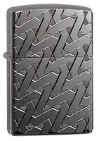Personalized Custom Message Engraved on Back Armor  Geometric Weave Design Indoor Outdoor Windproof Zippo Lighter