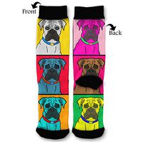 Packsjap Colorful Boxer Dog Men & Women Casual Cool Cute Crazy Funny Athletic Sport Colorful Fancy Novelty Graphic Crew Tube Socks