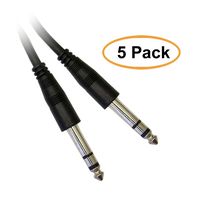 ACL 10 Feet Audio Cable (1/4 Inch Stereo Male to 1/4 Inch Stereo Male), PVC Jacket, Black, 5 Pack