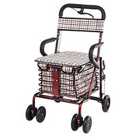 Handiy Elderly Shopping Cart/Recreational Vehicle/Collapsible Walker/Walker/Rehabilitation Equipment Folding Walking Four-Wheeled Shopping Cart Red Double Wheel Size:45cm43cm85cm -by TIANTA
