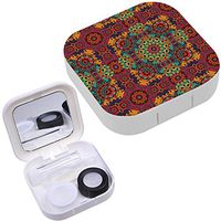 Portable Contact Lens Case Box Travel Kit Mirror + Bottle + Tweezers Container Holder [ Geometric Mandalas ]
