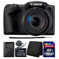 Canon PowerShot SX430 is Black Digital Camera + 32GB Memory Card + Wallet