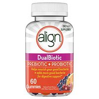 Align DualBiotic Prebiotic + Probiotic Supplement for Adult Men and Women, 60 Count, Digestive Support Gummies in Natural Fruit Flavors