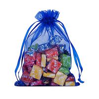 Halulu 100pcs 5" x 7" Blue Organza Drawstring Bags Jewelry Party Wedding Favor Gift Bags