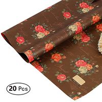 Zhi Jin Vintage Rose Gift Wrapping Paper Waterproof Flower Packaging Paper Set for Wedding Birthday 20 Sheets/Pack Coffee