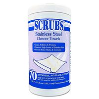 Scrubs 91970 Stainless Steel Cleaner Towels, 7 x 10 1/2, 70 Wipes/Pack (Case of 6 Packs)