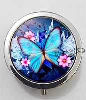 BlackKey Butterfly On Flowers 3-Compartment Decorative Pocket Gift Box Case Organizer for Pill, Color 1 -2297