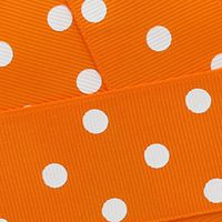 7/8" Grosgrain Ribbon White Dots 668 Tangerine 25yd