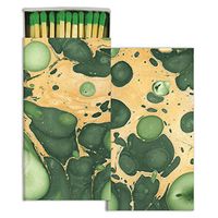 HomArt Large Decorative Green Marbleized Paper Candle and Fireplace Wood Matches