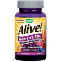 Nature's Way Alive!® Women's 50+ Multivitamin Gummies, Food-Based Blend (75mg per serving), Gluten Free, Made with Pectin, 60 Gummies