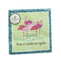 Evergreen Set of 2,Cocktail Size Napkin, 5"x5", Pack of 20, Flamingo Floozy
