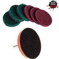 DUOSHIDA 5 Inch Drill Powered Brush Tile Scrubber Scouring Pads Cleaning Kit, 2 Different Stiffness, 5-Inch Disc Pad Holder with 6 Scrubbing Pads, Cleans Large Flat Areas Perfectly (5-inch)