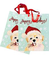 Kate Windgate Happy Howlidays! Dog - Vertical Gift Bags, Maltese Puppy Dog 11319, 2 pc
