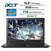 Acer Aspire 3 Laptop 15.6 inch HD Display, Intel Core i5-7200U 2.5 GHz, 6 GB DDR4 SDRAM Memory, 1 TB Hard Disk Drive, Intel HD Graphics 620, Windows 10