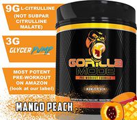 Gorilla Mode Pre Workout - Massive Pumps · Laser Focus · Energy · Power - L-Citrulline, Creatine, GlycerPump™, L-Tyrosine, Agmatine, Kanna, N-Phenethyl Dimethylamine Citrate - 617 Grams… (Mango Peach)