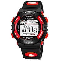 Fxbar, Multi-Function 50M Waterproof Watch LED Digital Double Action Watch Cool Design Automatic Watch(red)