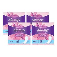 Always Incredibly Thin Liners Wrapped Unscented 60 Count (Pack of 4)