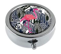 Top A Flamingos Custom Personalized Round Pill Box Decorative Box Vitamin Container Pocket Or Wallet (Flamingos-2)