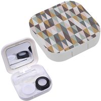 Portable Contact Lens Case Box Travel Kit Mirror + Bottle + Tweezers Container Holder [ Fall Triangle ]