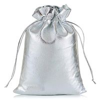 BZCTAH 100pcs Reusable Grocery Bags with Drawstring, Smooth Metalic Bling Sachet Bags, Canvas Bags, Gift Bags for Party, 5.9" x 7.87", Silver#3