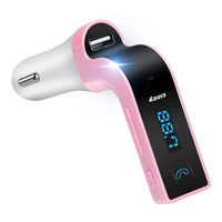 FM Transmitter, EIISON Wireless Bluetooth FM Transmitter Car Kit In-Car FM Adapter Car Kit with USB Car Charging for iPhone, Samsung, LG, HTC, Nexus, Motorola, Sony Android Smartphone, Pink