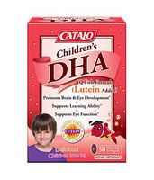 CATALO - Children's DHA IQ Fish Formula (Lutein Added), Support Brain Eye Development with Omega 3, DHA, EPA, and Lutein from Marigold Extract, 50 Strawberry Flavor Chewable Softgels