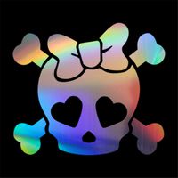 Pokewin 2pcs Girly Skull Bow Funny Sticker Vinyl Decal Bumper Laptop Decor