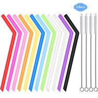 Vech Reusable Silicone Straws, 12Pcs Drinking Straws Tumbler Straws, Extra Long Regular Size Flexible Bendy Straw for 30/20oz Yeti/Ozark/Rtic Tumblers+4Pcs Cleaning Brushes, BAP Free