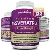Nutrivein Resveratrol 1450mg - Anti Aging Antioxidant Supplement 120 Capsules - Promotes Immune, Cardiovascular Health and Blood Sugar Support - Made with Trans-Resveratrol, Green Tea Leaf, Acai Berry