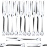 BalsaCircle 600 pcs 3.5-Inch Clear Plastic Cocktail Forks - Disposable Wedding Party Catering Tableware