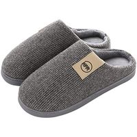 Dainzuy Women Men Comfort Memory Foam Slippers Warm Indoor Outdoor House Shoes Bedroom Slippers Non-Slip Sole Dark Gray