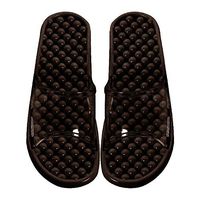 Unisex Transparent Jelly Massage Non-Slip Bathroom Slippers Health Massage Beads Couple Home slipperss(Black)
