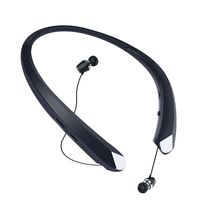Bluetooth Headphones, Wireless Neckband Earbuds Retractable Headset Stereo Sweat-Proof Sports Earphones with Mic for iPhone X/8/7/6, Android and Other Bluetooth Devices (Black)