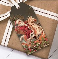 Vintage Traditional Santa Horse Christmas Gift Tags (Present Favor Labels)