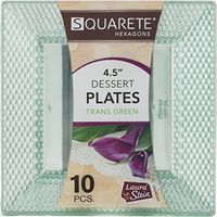 Squarete Hexagons Translucent Green Hard Plastic Elegant Disposable Plates, Bowls & Cups (3, 4" Dessert Plates)