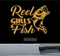 JS Artworks Reel Girls Fish Vinyl Decal Sticker (Gold)