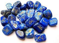 A++ Lapis Lazuli Rune Stone Set Thick Genuine Healing Positive Energy Love Spiritual Divine Psychic