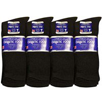 Falari Unisex Diabetic Socks Crew (12 Pairs) 9-11, 10-13, 13-15, Black, Grey, White