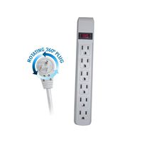 BoltLion BL-691995 6-Outlet NEMA 5-15P Surge Protector w/ 25ft 14AWG Power Cord, Rotating Plug - Gray