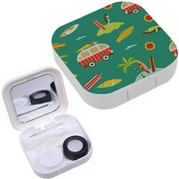 Portable Contact Lens Case Box Travel Kit Mirror + Bottle + Tweezers Container Holder [ Sea Summer Surfing ]