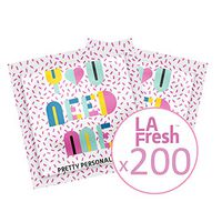 LA Fresh Travel Flushable Feminine Hygiene Wipes Paraben Free Natural Formula for Sensitive Skin - Portable and Discreet - 200 Individually Wrapped Packets Bulk