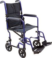 Roscoe Medical KT19BL Steel Transport Wheelchair with 19" Seat, Blue