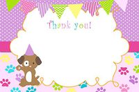 30 Blank Thank You Cards Notes Puppy Pawty Birthday + 30 White Envelopes
