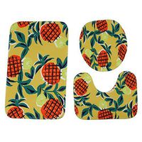 YAYUMI Coral Velvet Printed Bathroom Toilet Three Piece Floor Mat Door Mat Bathroom Carpet