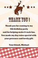 30 Personalized Thank You Cards Red Gingham Rodeo Cowboy Cowgirl Western Design Birthday Party Photo Paper