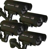 4 Pack - JYtrend (TM) Outdoor Dummy Fake Security Camera with Inflared LEDs Blinking Light, Black