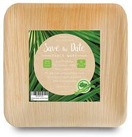8'' Square Disposable Bamboo Areca Palm Leaf Plates (25Pack) Heavy Duty Sturdy Environmentally Safe Biodegradable Compostable Eco Friendly Elegant Rustic Beach Wedding Decor Party Picnic Camping Home