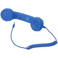 Retro Radiation-Proof Phone Handset Adjustable Tone Cell Phone Receiver Microphone Earphone 3.5 MM Socket for Android/iOS Mobile Phone (Blue)