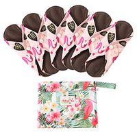 7pcs Set 1 pc Bonus Free Mini Wet Bag +6pcs Bamboo Reusable Sanitary Pads/Washable Absorbent Cloth Menstrual Pads (Small, Orange)